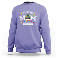 Autism Mom Sweatshirt Much Stronger Messy Bun ASD Autism Awareness