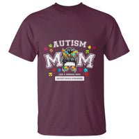 Autism Mom T Shirt Much Stronger Messy Bun ASD Autism Awareness