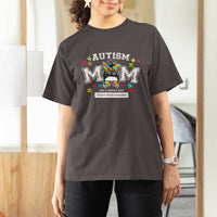 Autism Mom T Shirt For Women Much Stronger Messy Bun ASD Autism Awareness