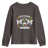 Autism Mom Youth Sweatshirt Much Stronger Messy Bun ASD Autism Awareness