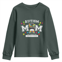 Autism Mom Youth Sweatshirt Much Stronger Messy Bun ASD Autism Awareness
