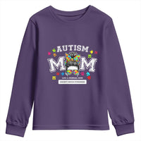 Autism Mom Youth Sweatshirt Much Stronger Messy Bun ASD Autism Awareness