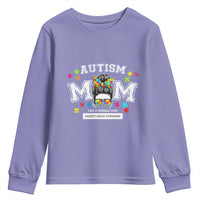 Autism Mom Youth Sweatshirt Much Stronger Messy Bun ASD Autism Awareness
