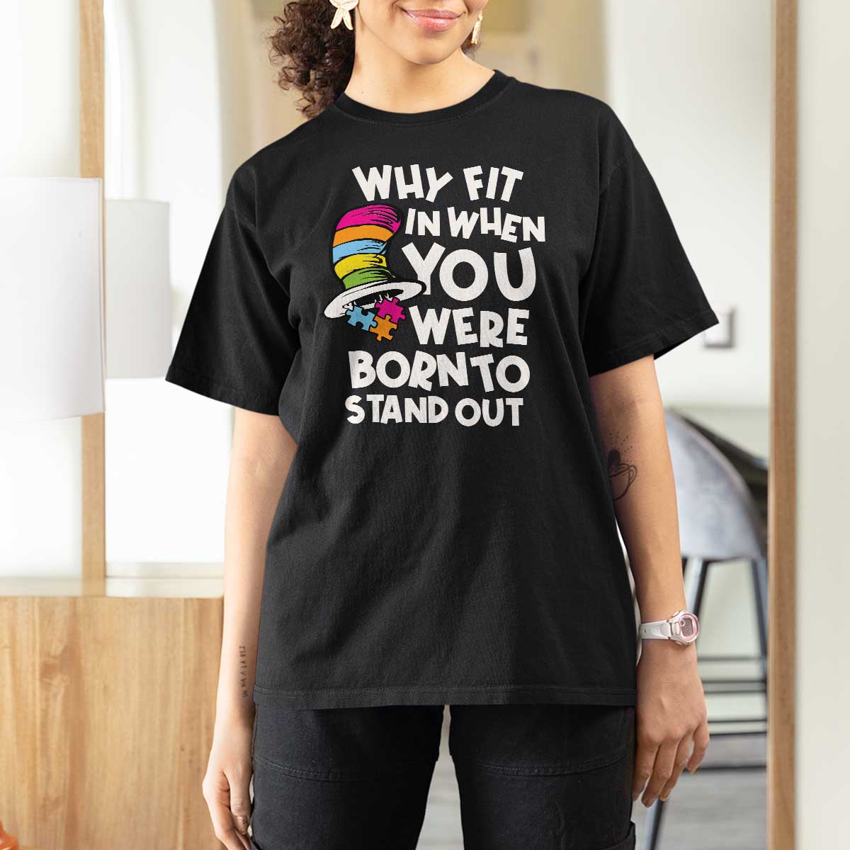 Autism Awareness T Shirt For Women Why Fit In When You Were Born To Stand Out Autistic Pride