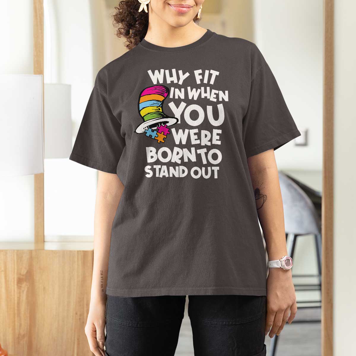 Autism Awareness T Shirt For Women Why Fit In When You Were Born To Stand Out Autistic Pride