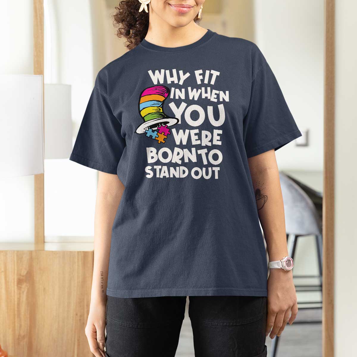 Autism Awareness T Shirt For Women Why Fit In When You Were Born To Stand Out Autistic Pride