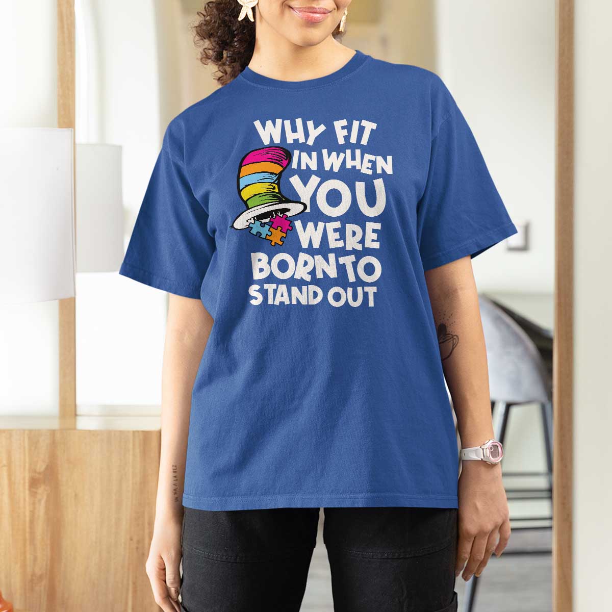 Autism Awareness T Shirt For Women Why Fit In When You Were Born To Stand Out Autistic Pride