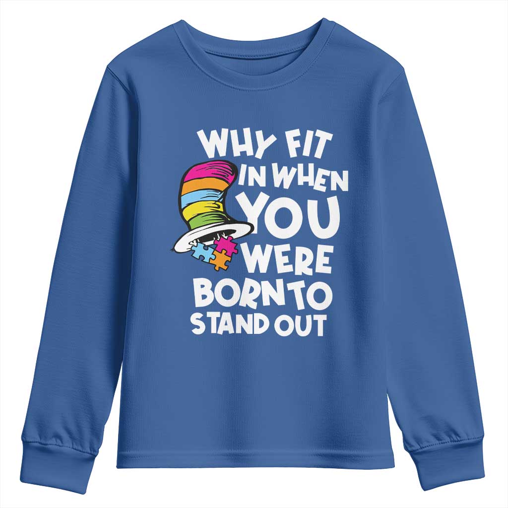 Autism Awareness Youth Sweatshirt Why Fit In When You Were Born To Stand Out Autistic Pride