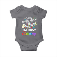 Autism Awareness Baby Onesie I Dont Speak Much Brilliant ASD Autistic Pride