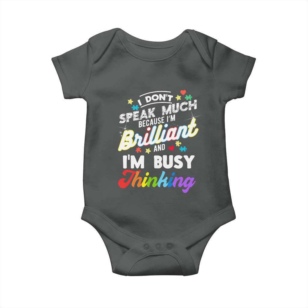 Autism Awareness Baby Onesie I Dont Speak Much Brilliant ASD Autistic Pride