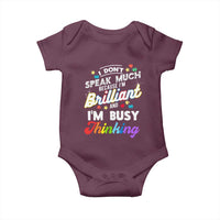 Autism Awareness Baby Onesie I Dont Speak Much Brilliant ASD Autistic Pride