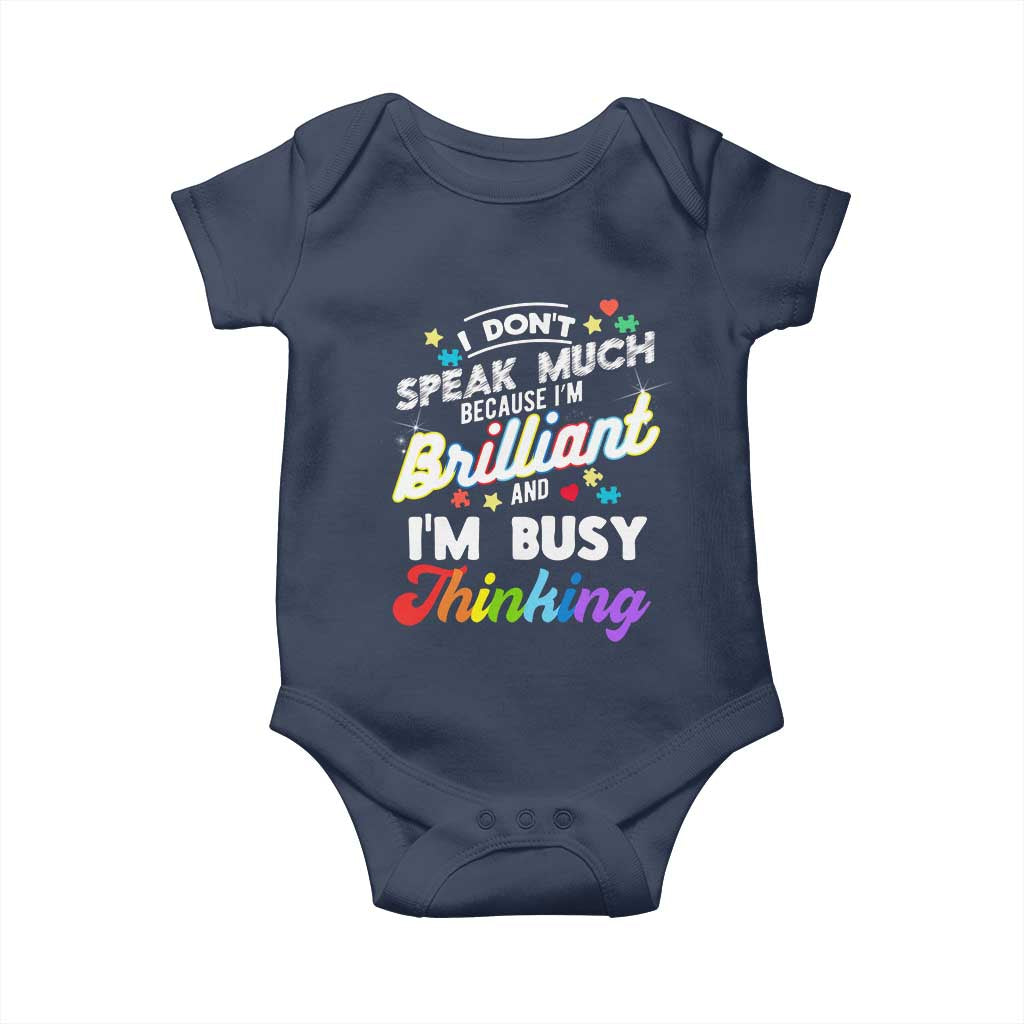 Autism Awareness Baby Onesie I Dont Speak Much Brilliant ASD Autistic Pride
