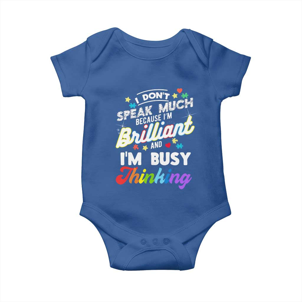 Autism Awareness Baby Onesie I Dont Speak Much Brilliant ASD Autistic Pride