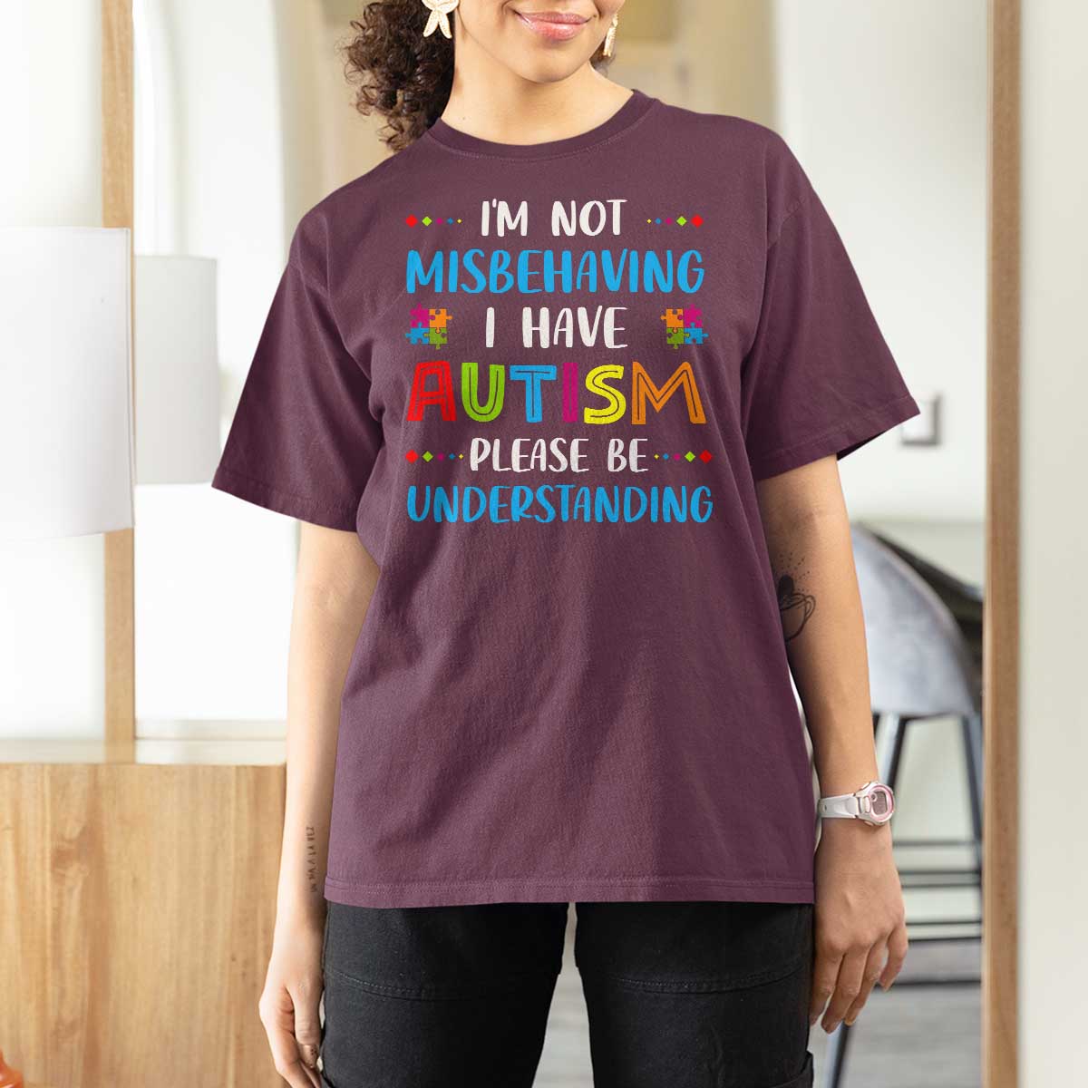 Autism Awareness T Shirt For Women I'm Not Misbehaving I Have Autism