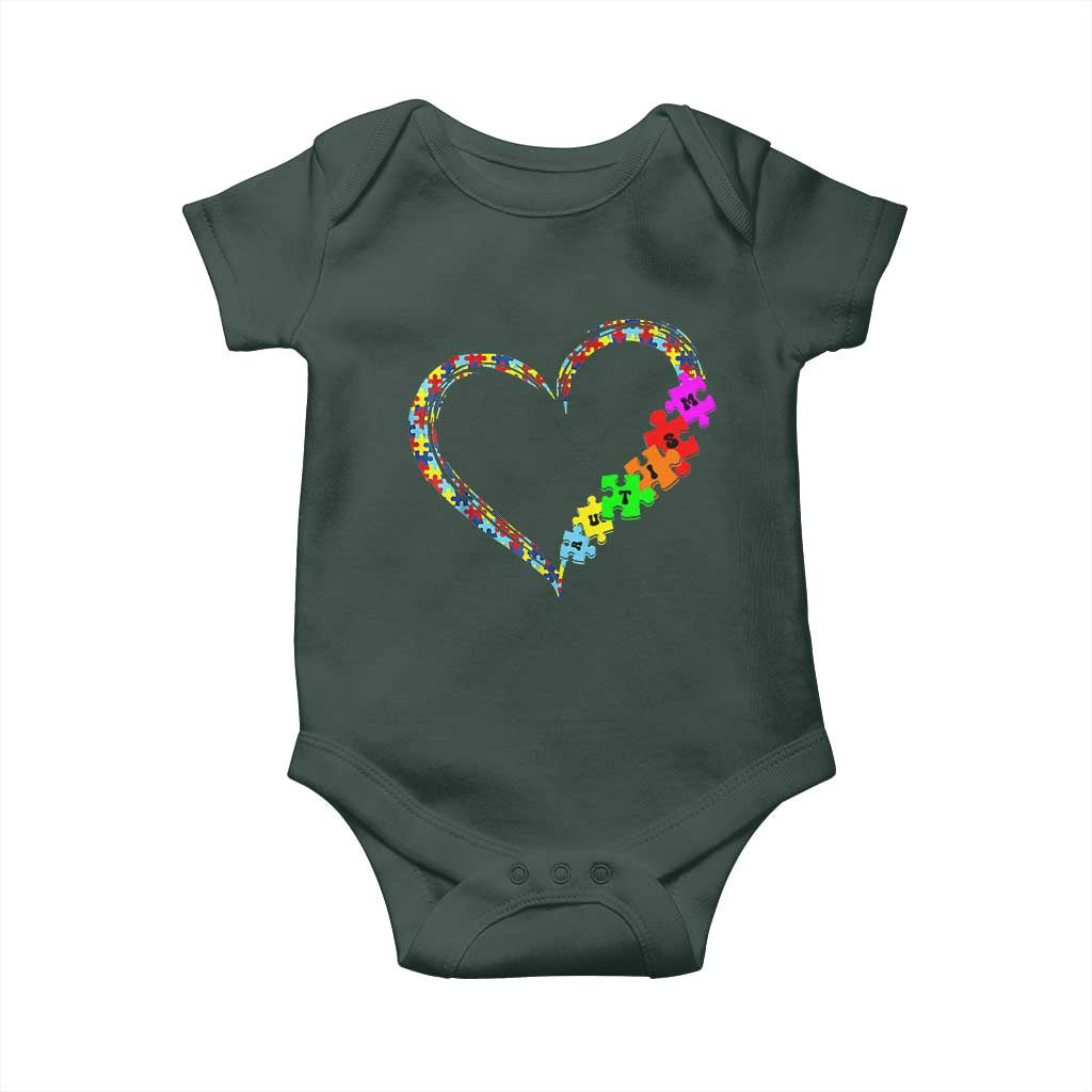 Autism Awareness Love Heart Puzzle Piece Baby Onesie
