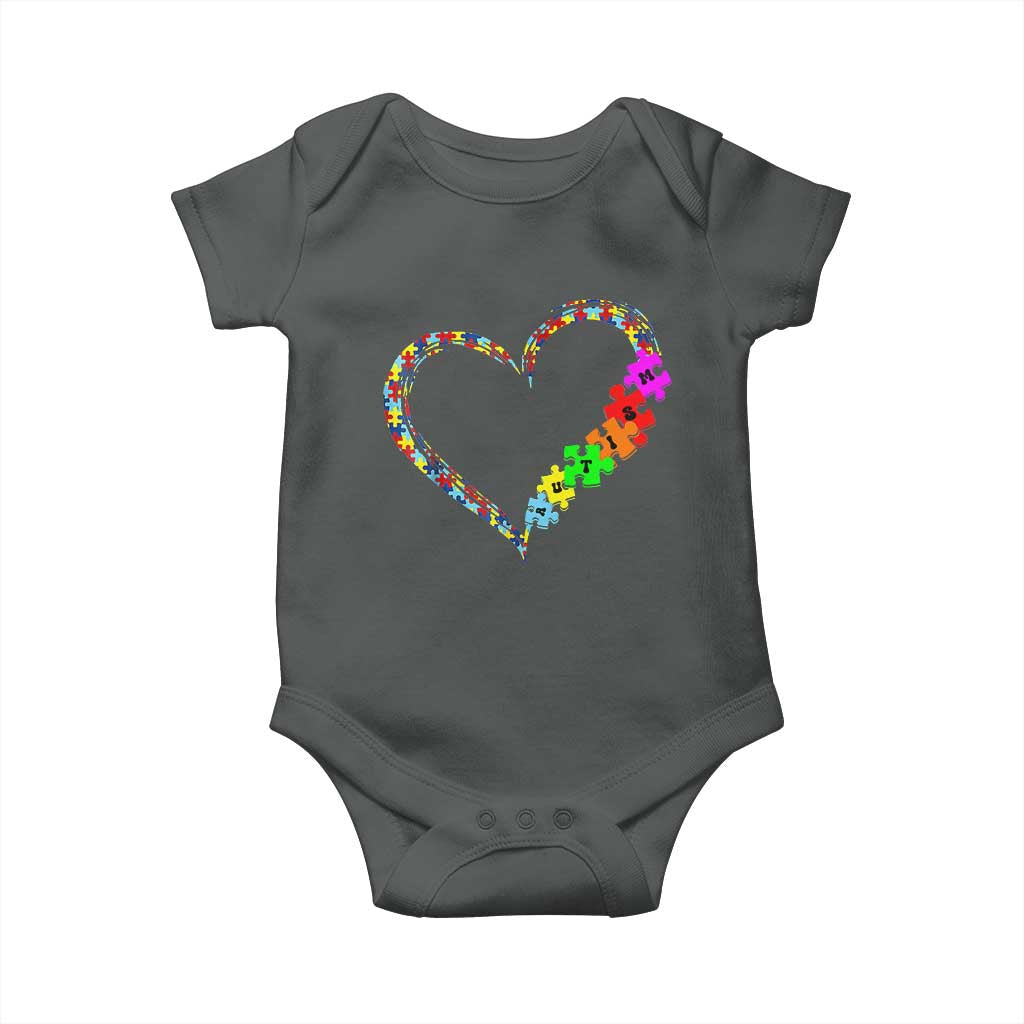 Autism Awareness Love Heart Puzzle Piece Baby Onesie