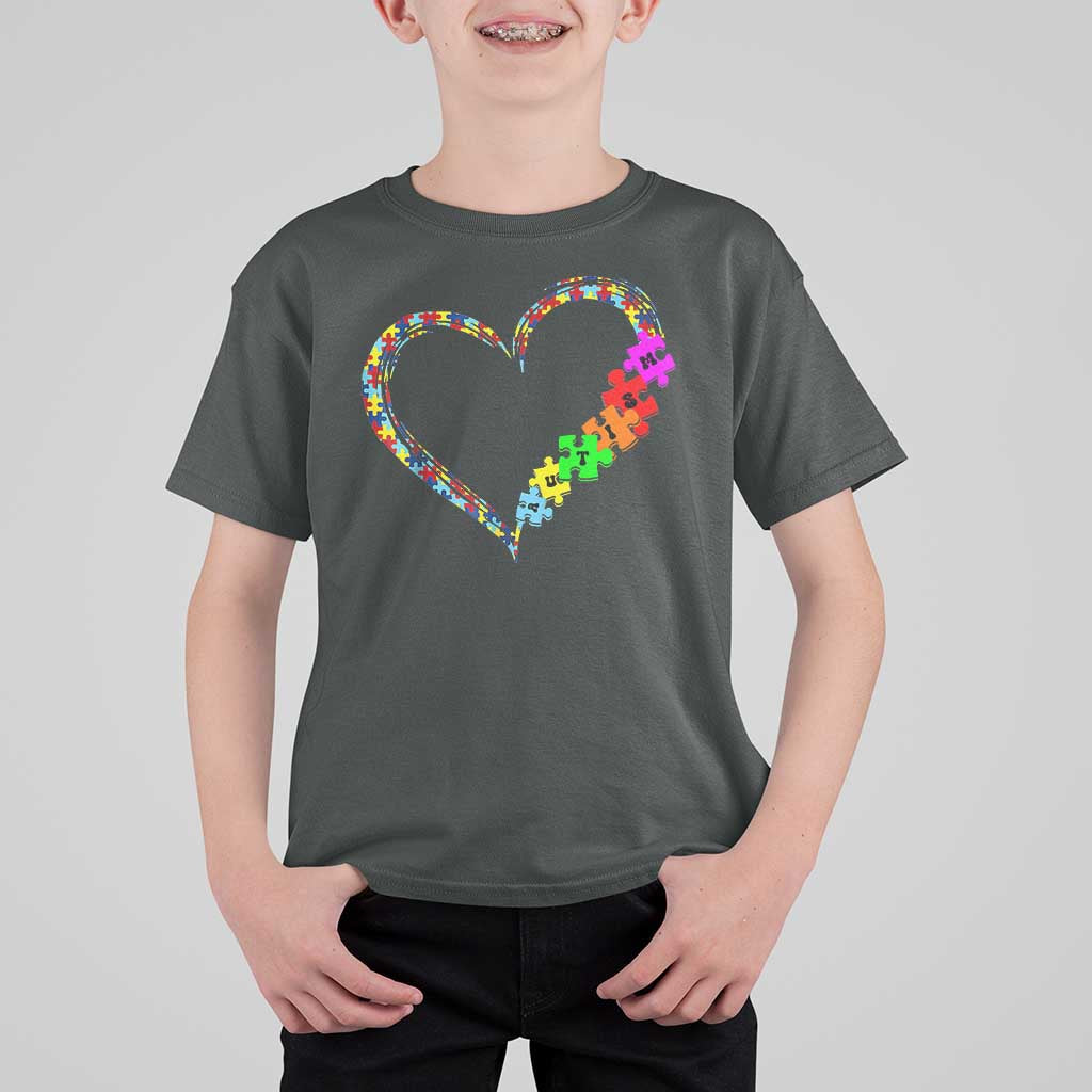 Autism Awareness Love Heart Puzzle Piece T Shirt For Kid