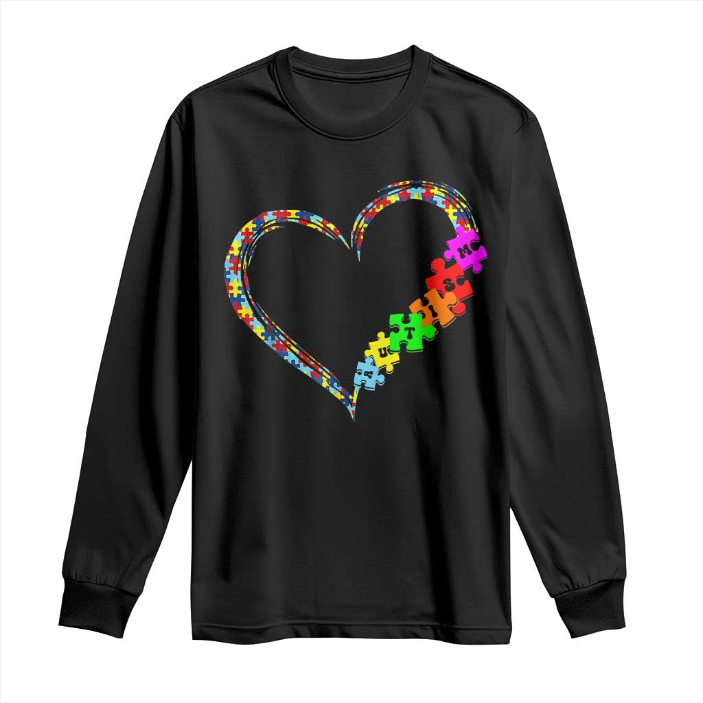 Autism Awareness Love Heart Puzzle Piece Long Sleeve Shirt