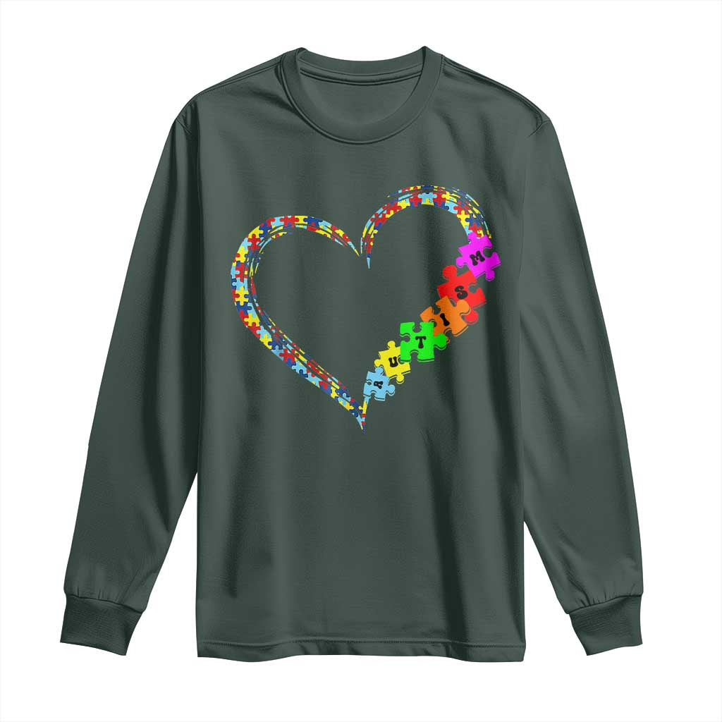 Autism Awareness Love Heart Puzzle Piece Long Sleeve Shirt