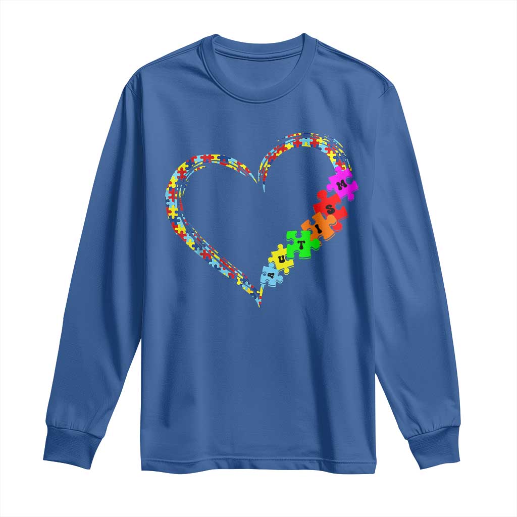Autism Awareness Love Heart Puzzle Piece Long Sleeve Shirt