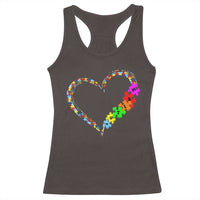 Autism Awareness Love Heart Puzzle Piece Racerback Tank Top