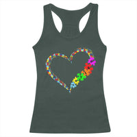 Autism Awareness Love Heart Puzzle Piece Racerback Tank Top