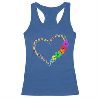 Autism Awareness Love Heart Puzzle Piece Racerback Tank Top