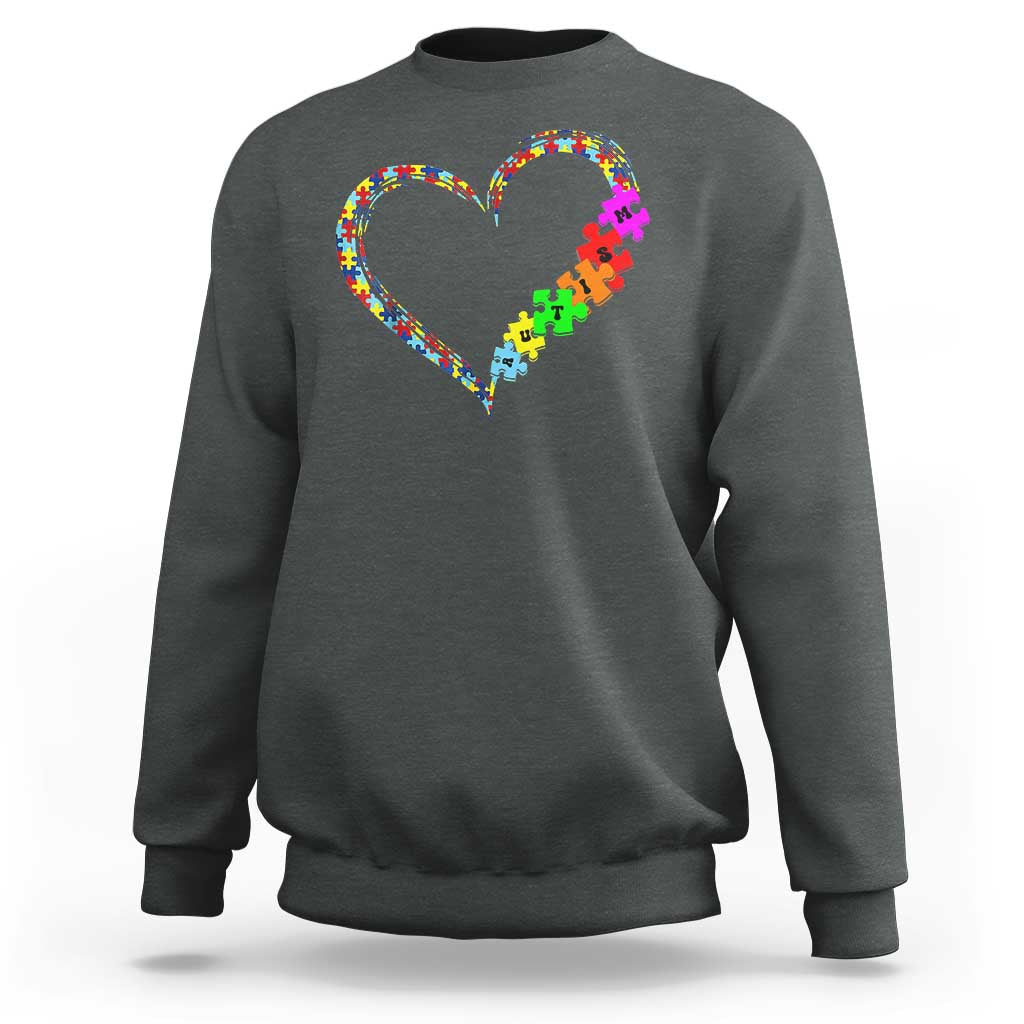 Autism Awareness Love Heart Puzzle Piece Sweatshirt