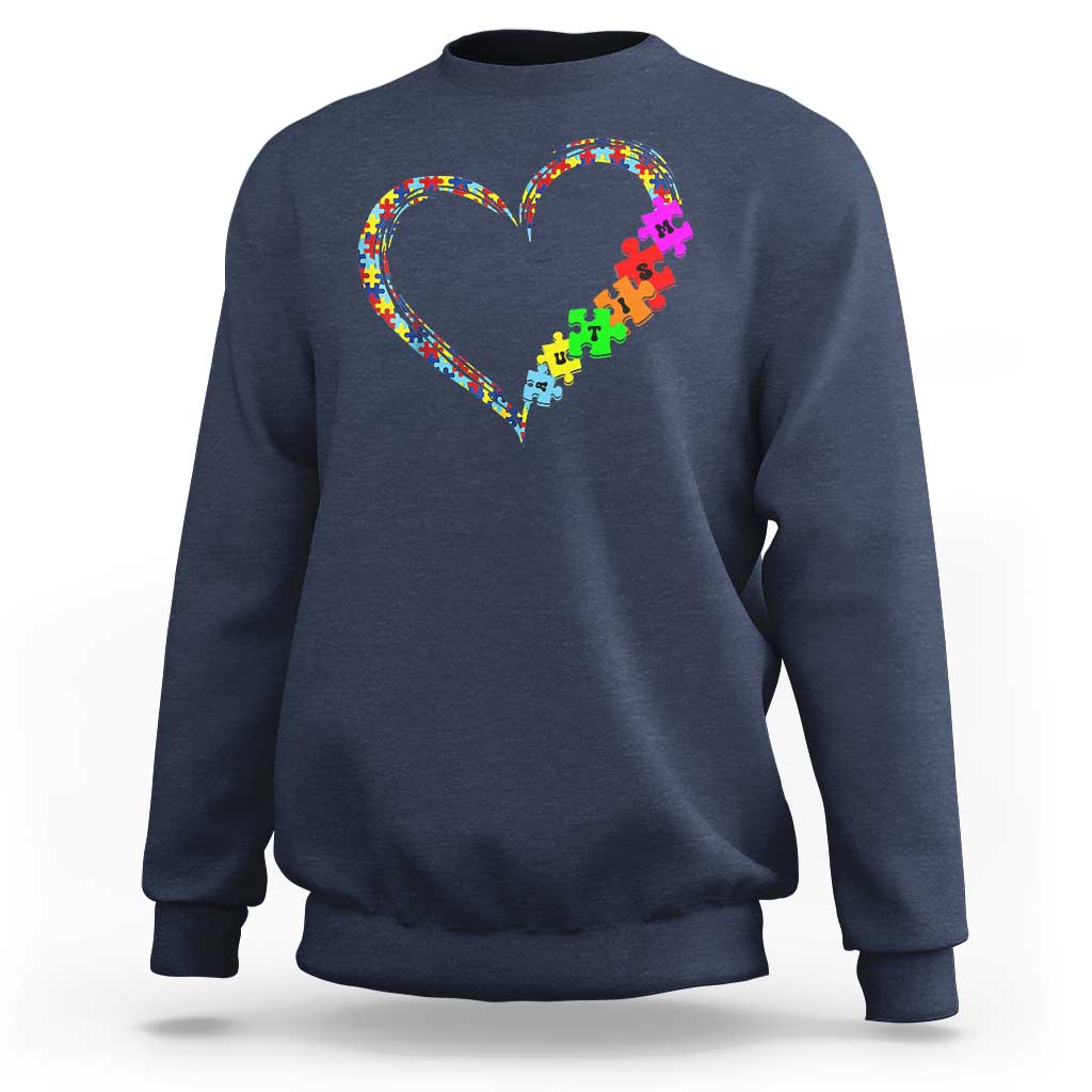 Autism Awareness Love Heart Puzzle Piece Sweatshirt