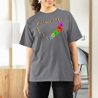 Autism Awareness Love Heart Puzzle Piece T Shirt For Women