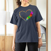 Autism Awareness Love Heart Puzzle Piece T Shirt For Women