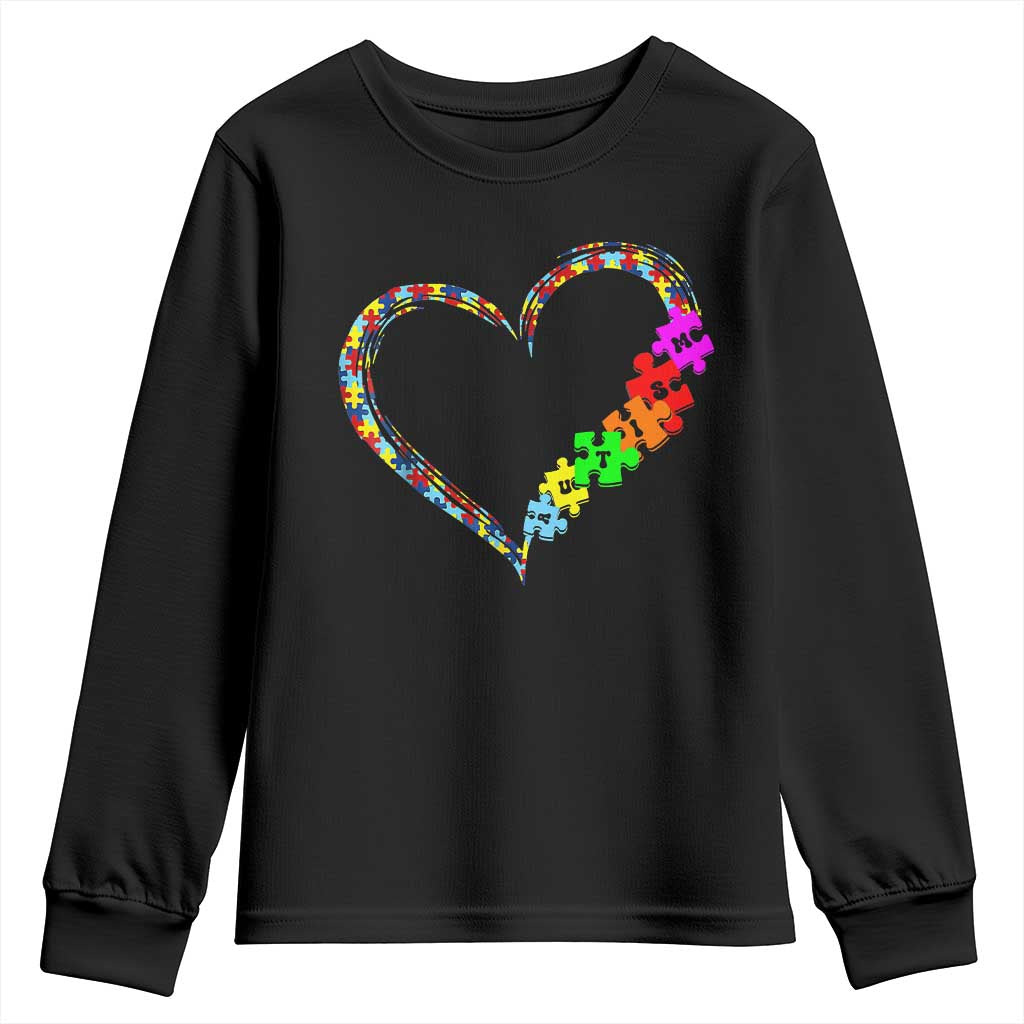 Autism Awareness Love Heart Puzzle Piece Youth Sweatshirt