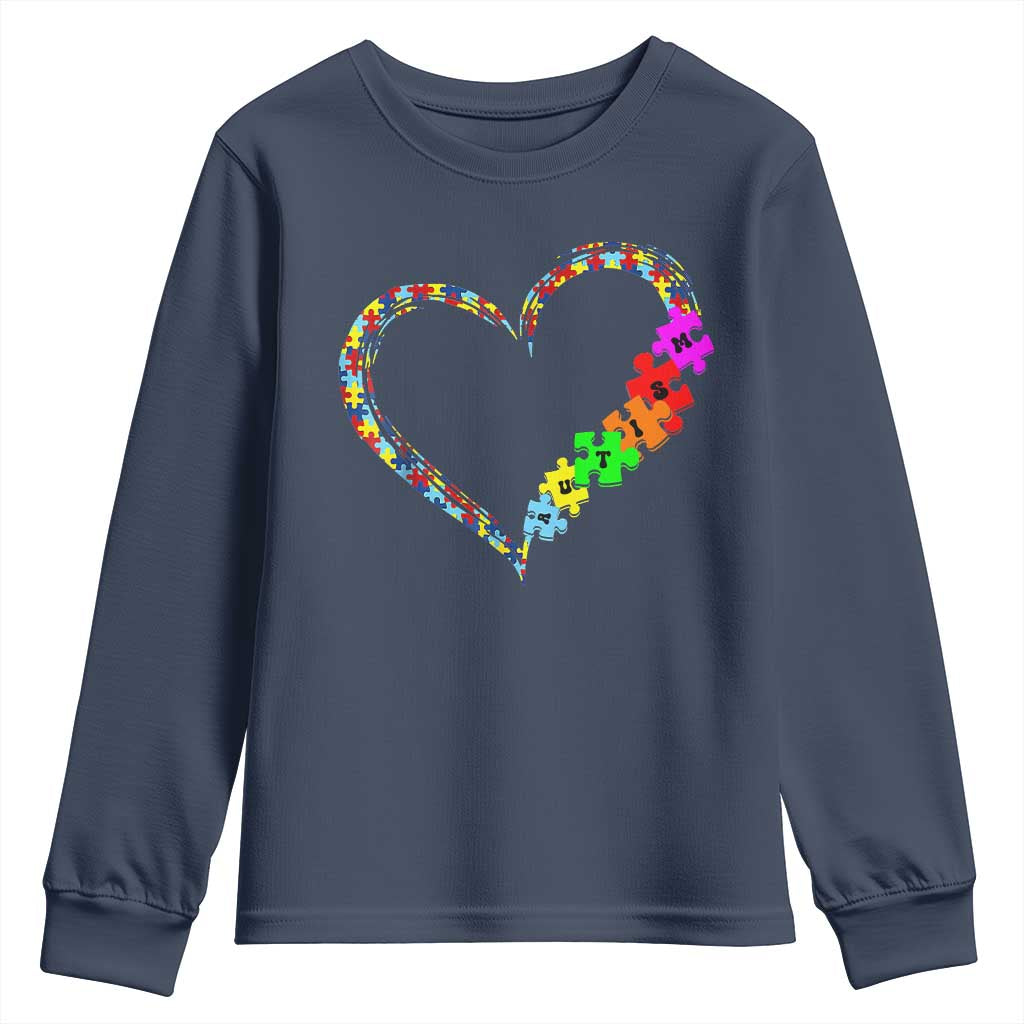 Autism Awareness Love Heart Puzzle Piece Youth Sweatshirt