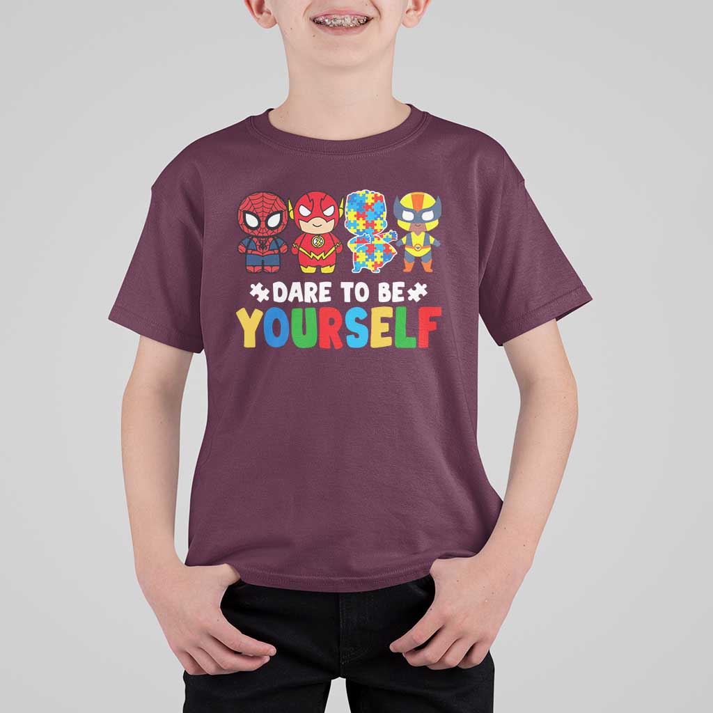 Autism Awareness Superheroes T Shirt For Kid Dare To Be Yourself