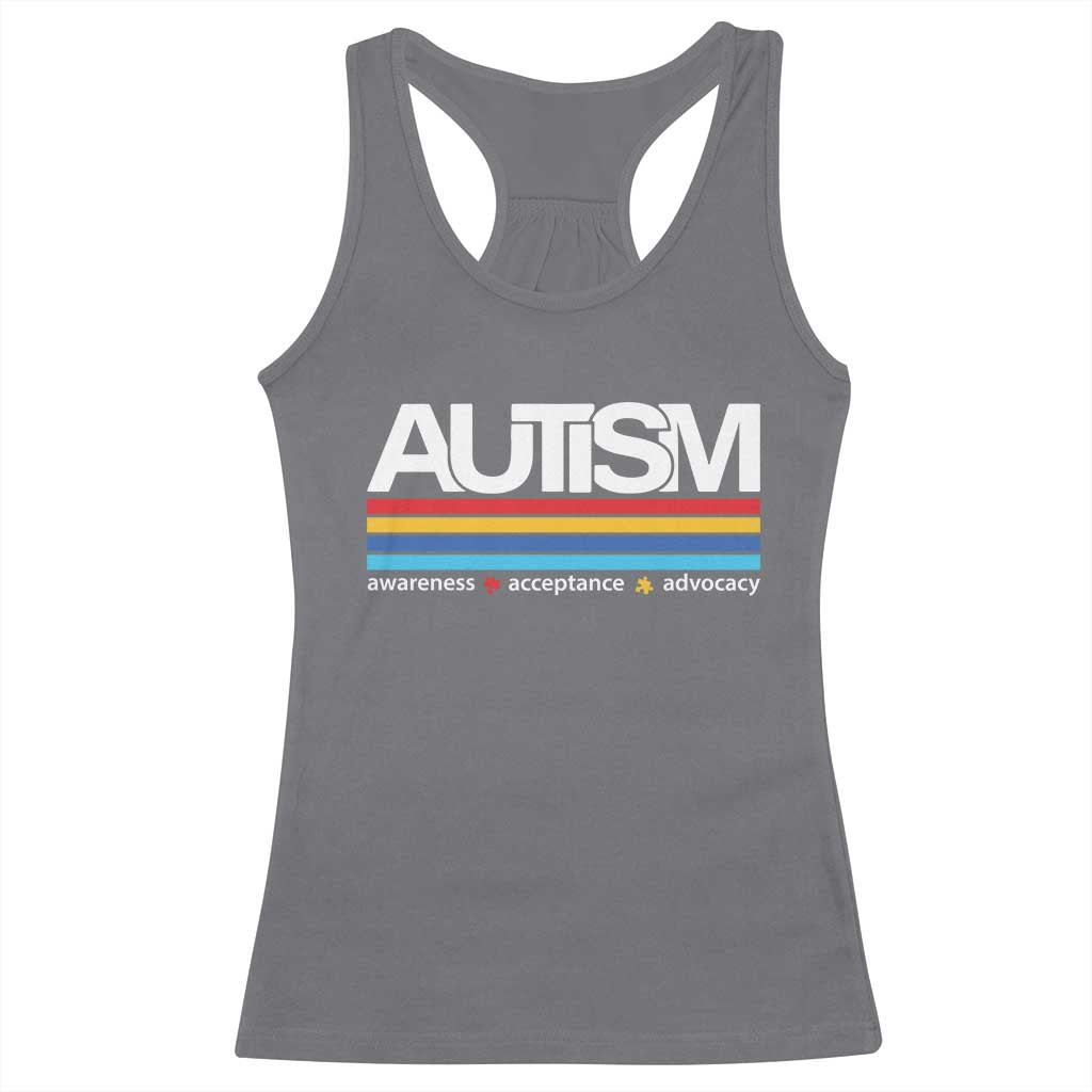 Retro Autism Awareness Acceptance Racerback Tank Top