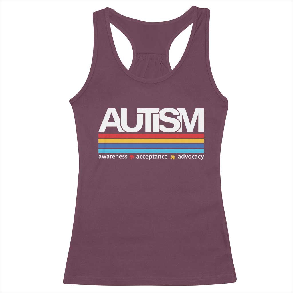 Retro Autism Awareness Acceptance Racerback Tank Top