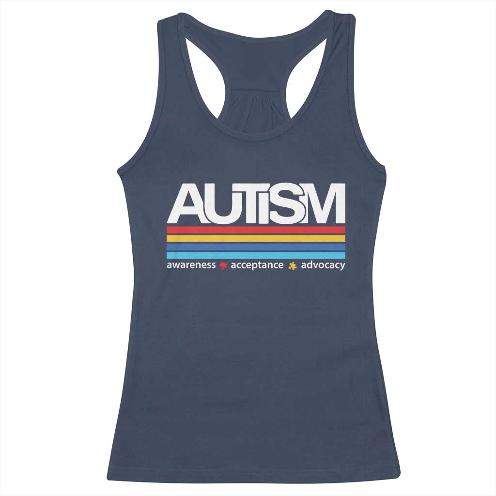 Retro Autism Awareness Acceptance Racerback Tank Top