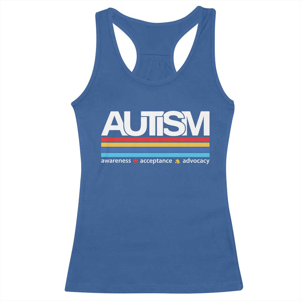 Retro Autism Awareness Acceptance Racerback Tank Top