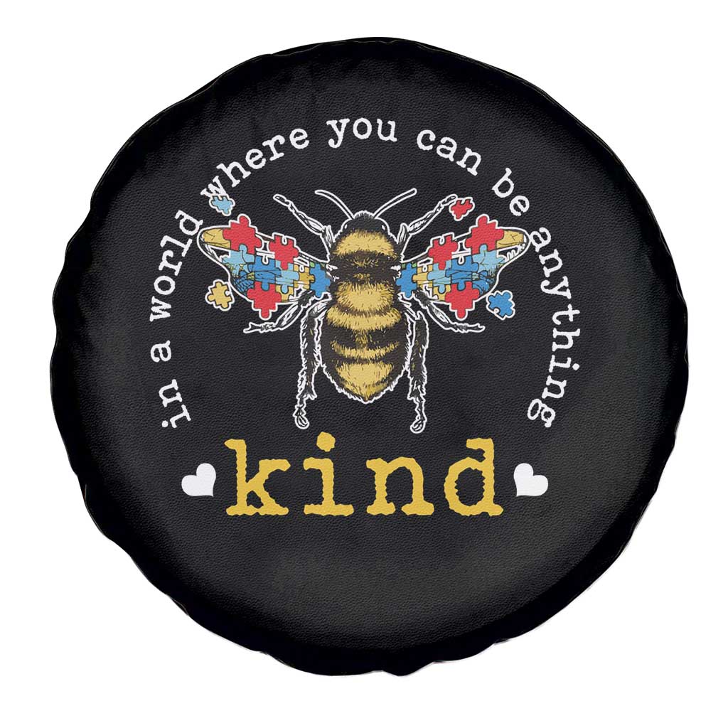 Autism Awareness Spare Tire Cover In A World Where You Can Be Anything Bee Kind Puzzle Pieces