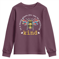 Autism Awareness Youth Sweatshirt In A World Where You Can Be Anything Bee Kind Puzzle Pieces