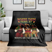 Where Them Fans At Boots On The Ground Throw Blanket Black African American Cowgirl Western Country Rodeo - Wonder Print Shop