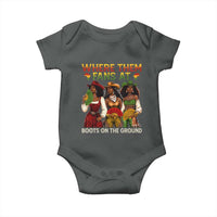 Where Them Fans At Boots On The Ground Baby Onesie Black African American Cowgirl Western Country Rodeo - Wonder Print Shop