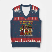 Where Them Fans At Boots On The Ground V-Neck Knit Sweater Vest Black African American Cowgirl Western Country Rodeo - Wonder Print Shop