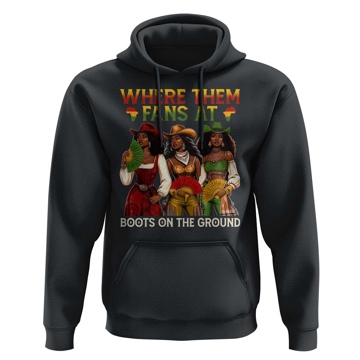 Where Them Fans At Boots On The Ground Hoodie Black African American Cowgirl Western Country Rodeo - Wonder Print Shop