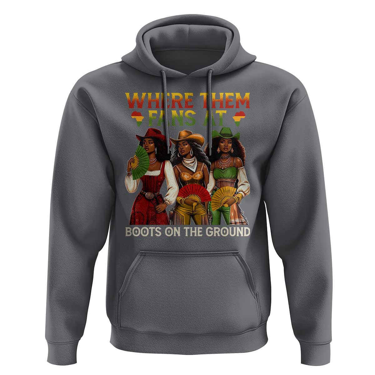 Where Them Fans At Boots On The Ground Hoodie Black African American Cowgirl Western Country Rodeo - Wonder Print Shop