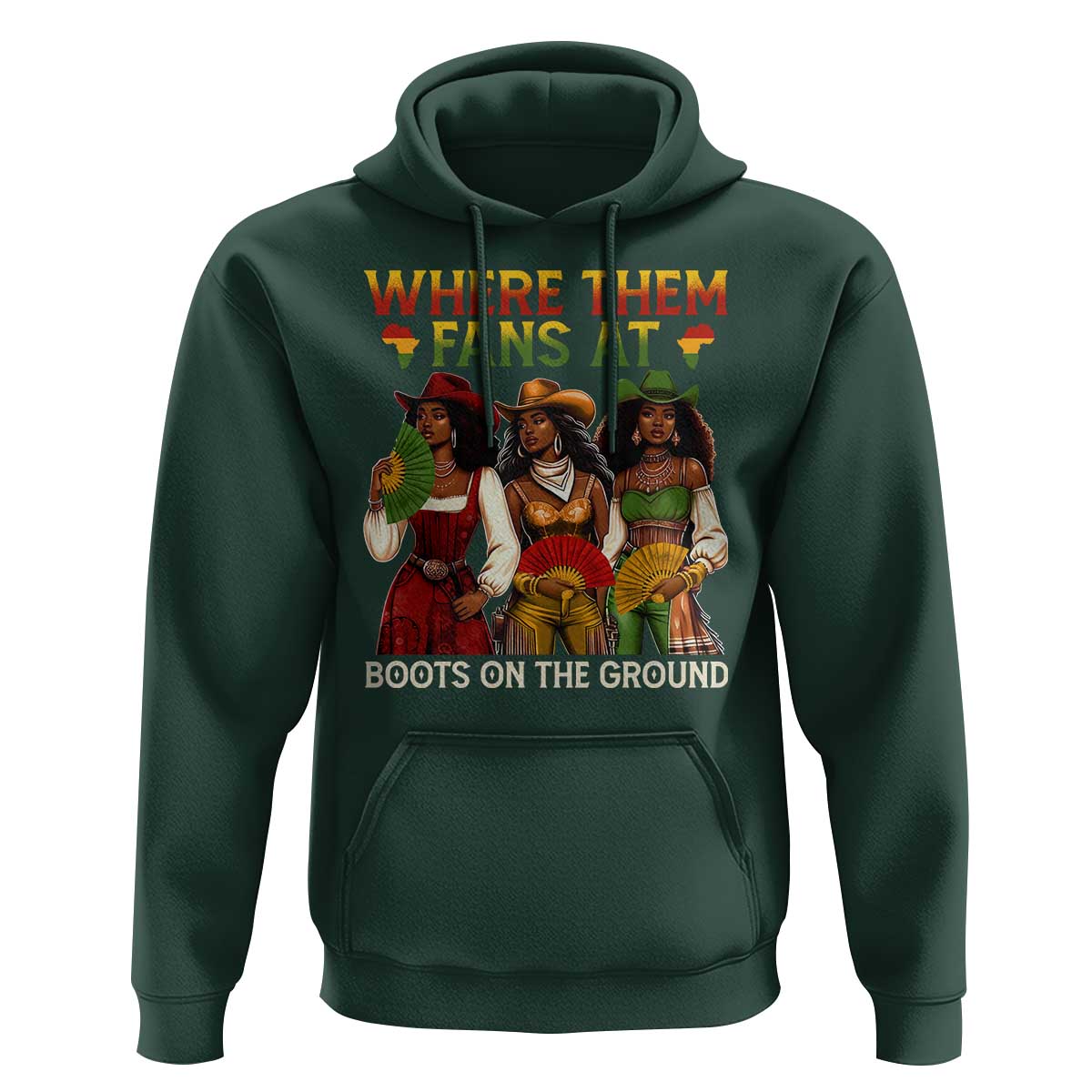 Where Them Fans At Boots On The Ground Hoodie Black African American Cowgirl Western Country Rodeo - Wonder Print Shop