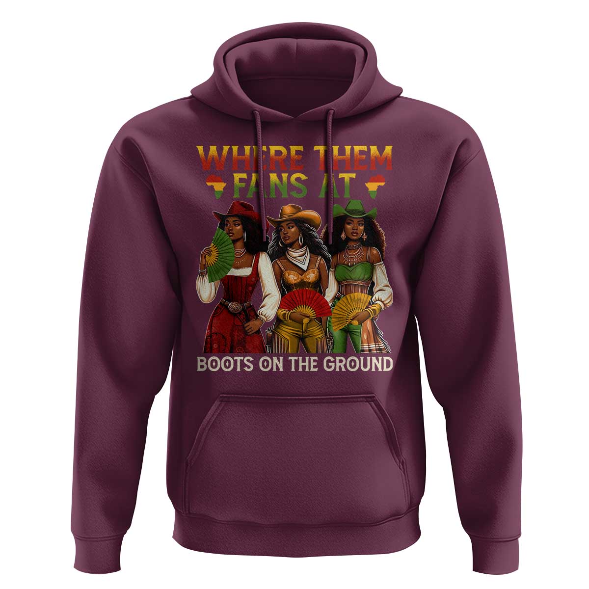 Where Them Fans At Boots On The Ground Hoodie Black African American Cowgirl Western Country Rodeo - Wonder Print Shop