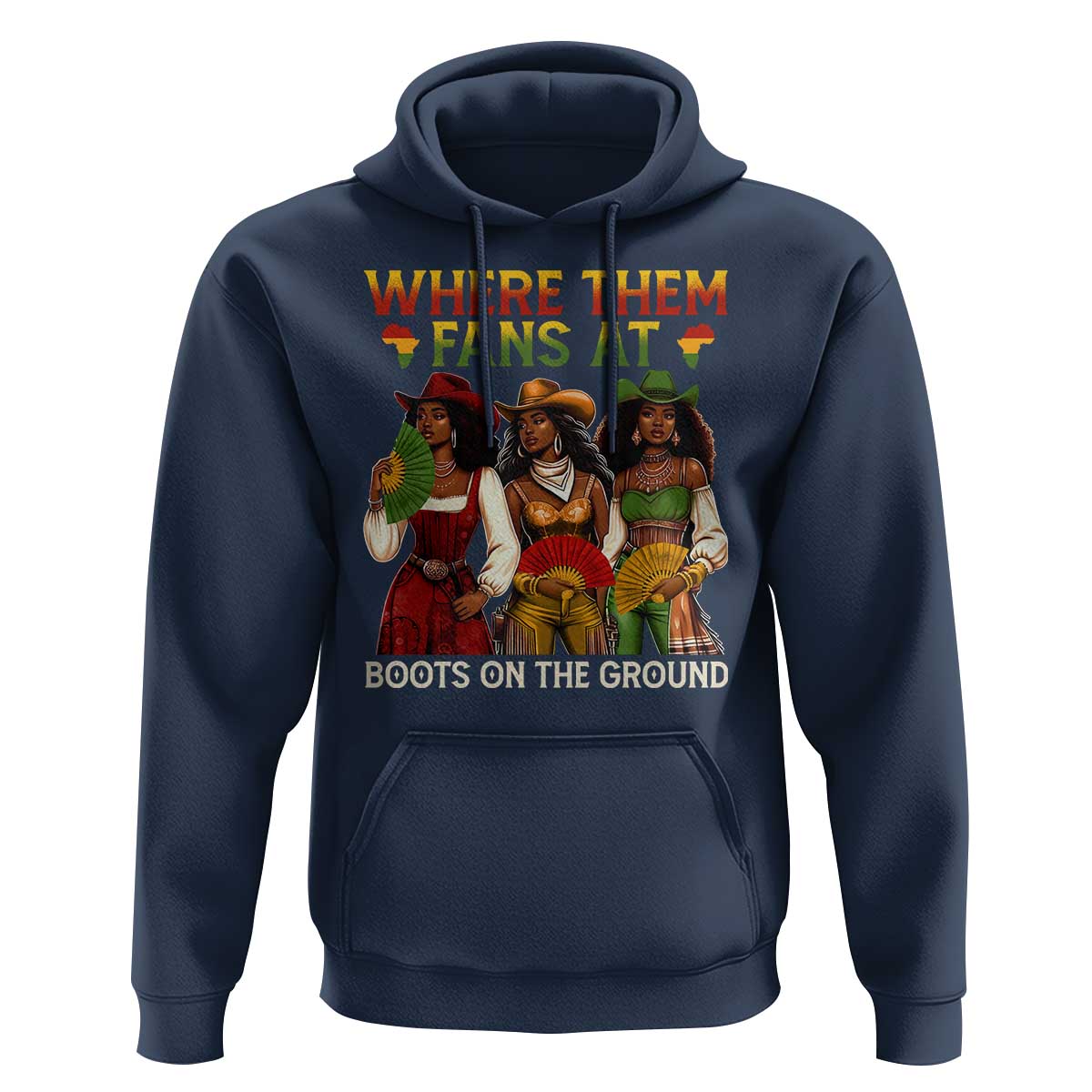 Where Them Fans At Boots On The Ground Hoodie Black African American Cowgirl Western Country Rodeo - Wonder Print Shop