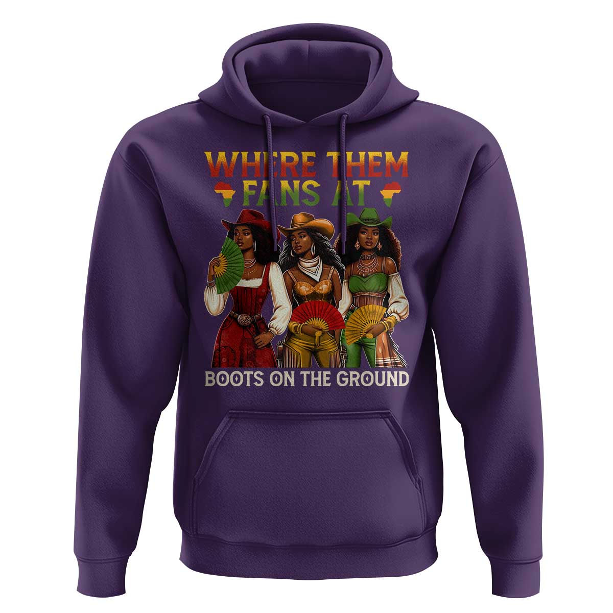 Where Them Fans At Boots On The Ground Hoodie Black African American Cowgirl Western Country Rodeo - Wonder Print Shop