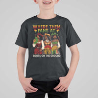 Where Them Fans At Boots On The Ground T Shirt For Kid Black African American Cowgirl Western Country Rodeo - Wonder Print Shop
